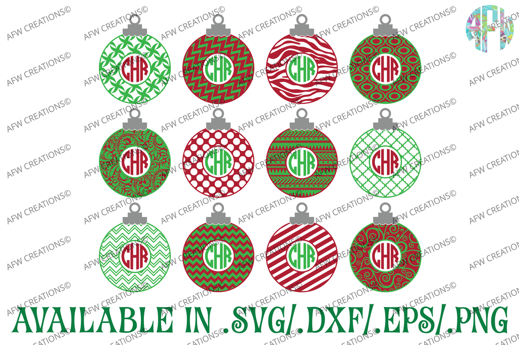 Download Monogram Christmas Ornament - SVG, DXF, EPS - AFW Designs