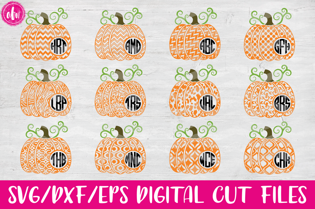 Download Monogram Patterned Pumpkins Svg Dxf Eps Afw Designs