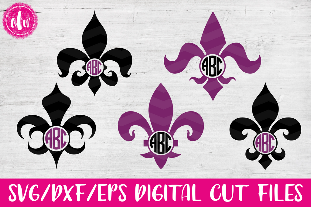 Download Monogram Fleur de Lis Set #2- SVG, DXF, EPS - AFW Designs