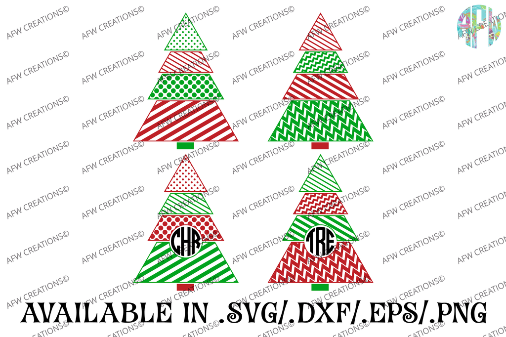 Download Monogram Pattern Christmas Tree - SVG, DXF, EPS - AFW Designs