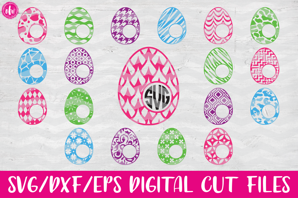 Download Monogram Easter Eggs Bundle (40) - SVG, DXF, EPS - AFW Designs