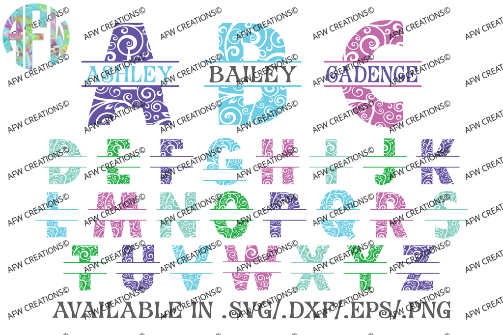 Alphabet Split Letter Big Bundle Svg Dxf Eps Afw Designs