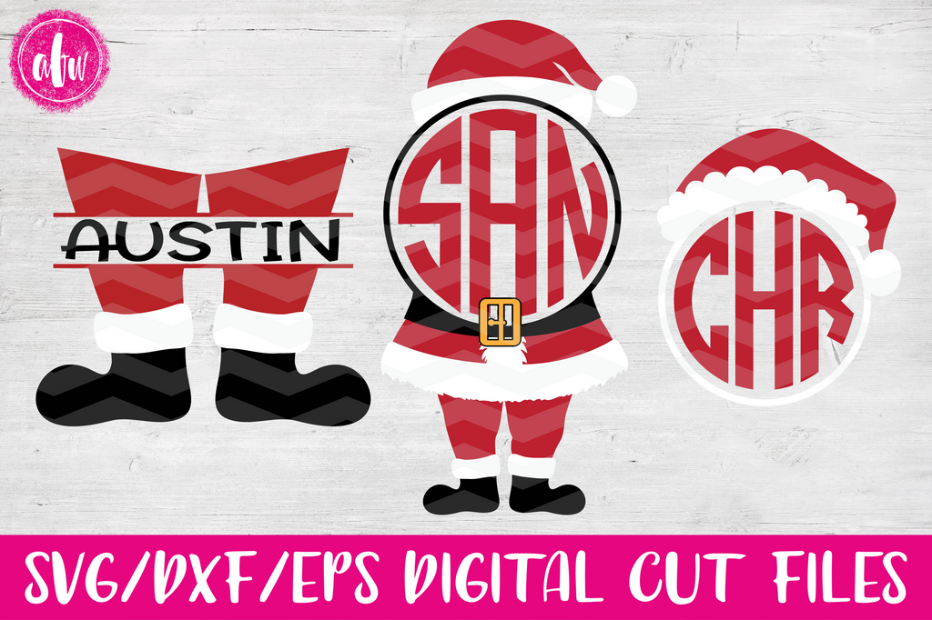 Download Santa Monogram & Split Set - SVG, DXF, EPS - AFW Designs