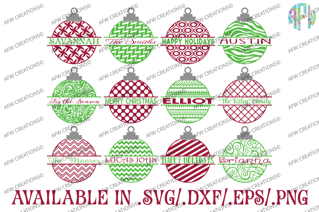 Split Christmas Ornament Svg Dxf Eps Afw Designs