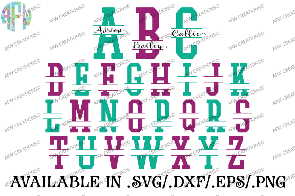 Split Sports Block Letters Svg Dxf Eps Afw Designs