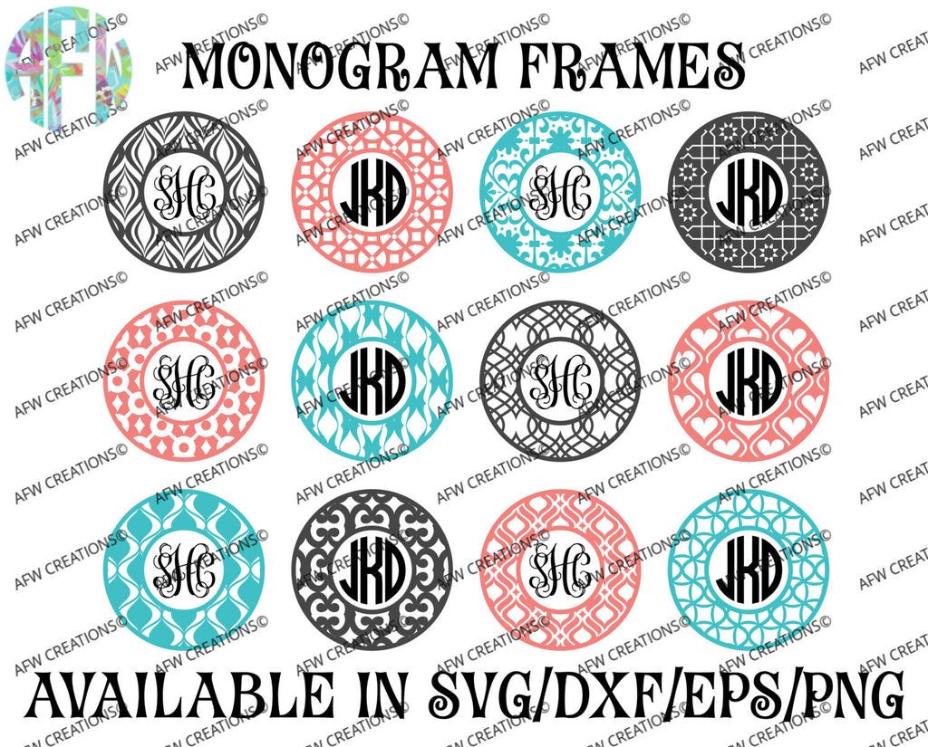 Download Ultimate Monogram Frames Bundle (51) - SVG, DXF, EPS - AFW ...