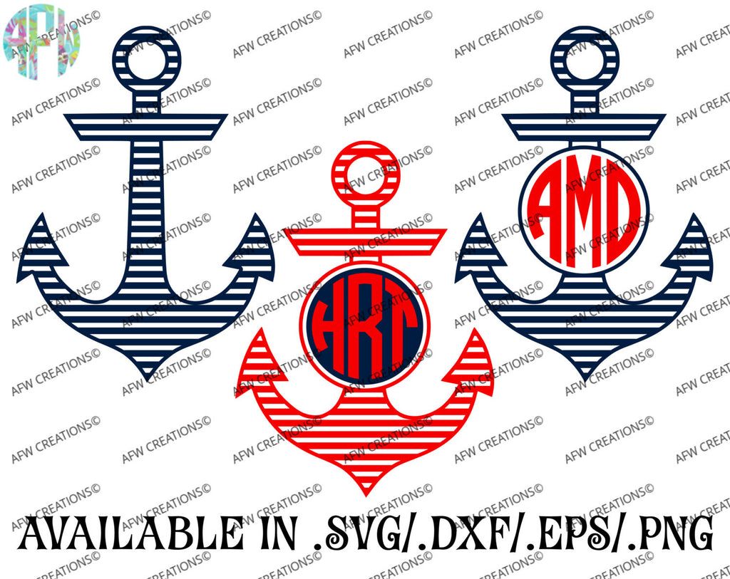 Download Stripe Monogram Anchors - SVG, DXF, EPS - AFW Designs