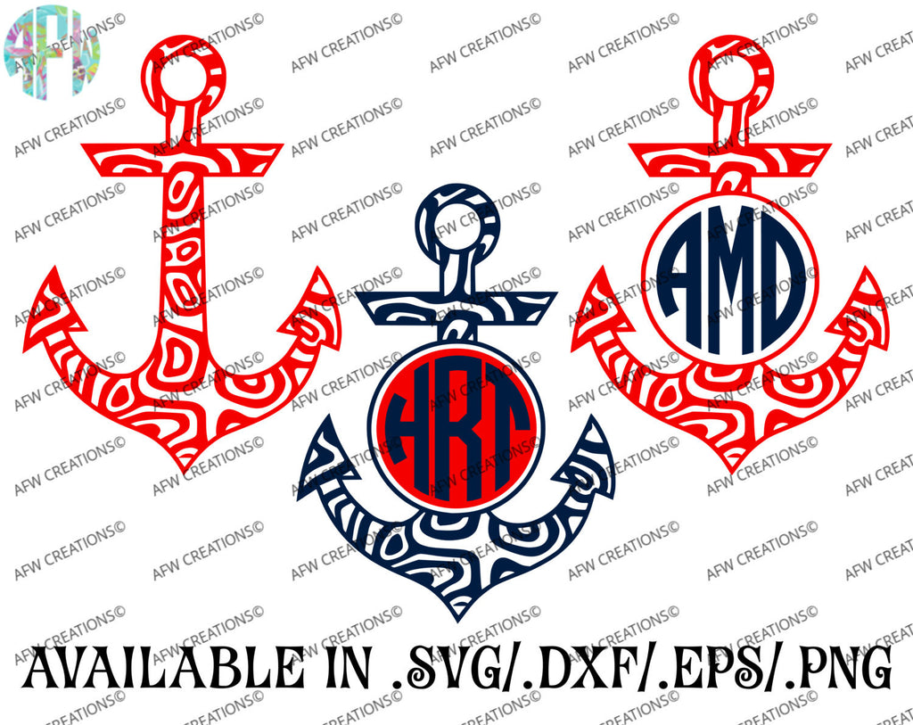 Anchor Steering Wheel Monogram Svg SVG File