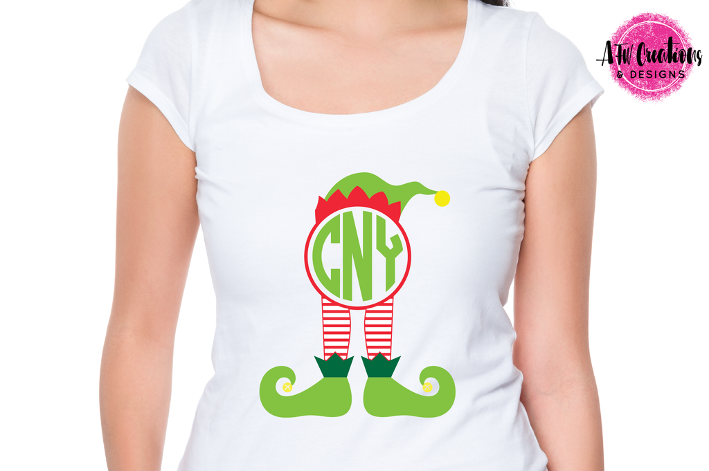 Download Monogram Elf Legs - Striped - SVG, DXF, EPS - AFW Designs