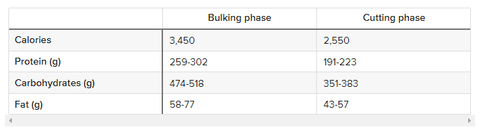 bulking and cutting ratios