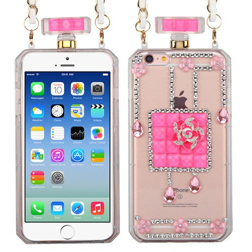 Apple Iphone 6 6s Crystals Perfume Bottle Case W Chain Pink Wireless Attire
