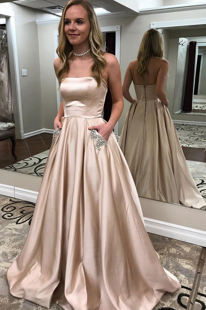 long champagne prom dresses