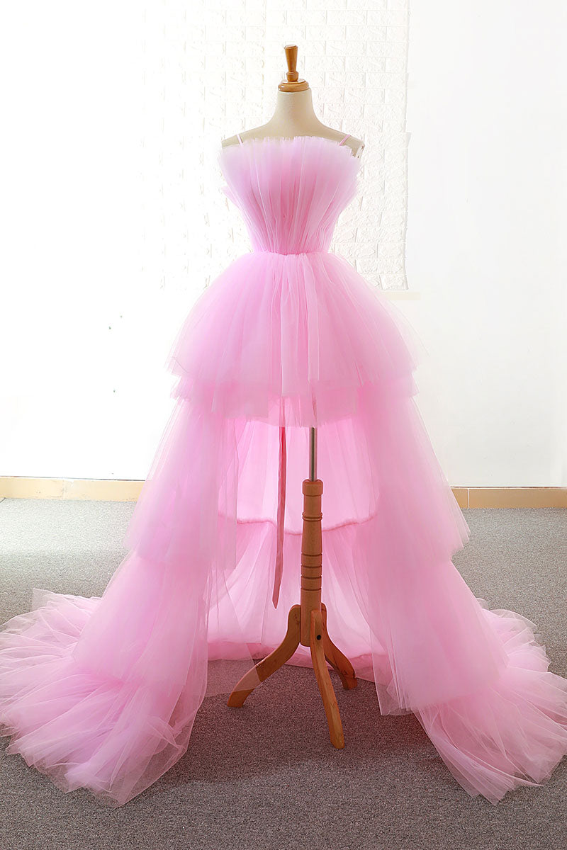 Pink Tulle Long Prom Dress Pink Tulle Evening Dress Dresstby 3066