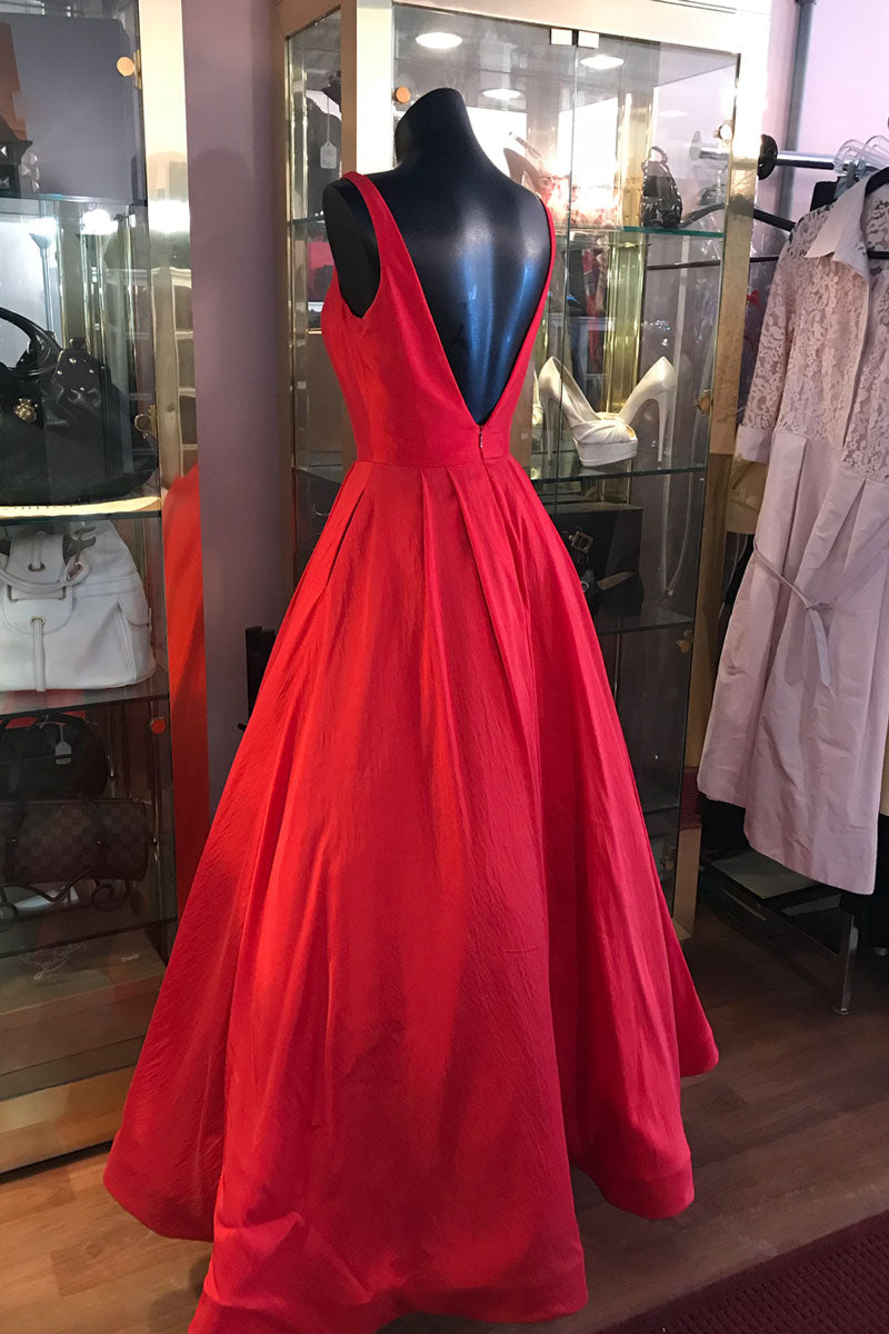 red tea length cocktail dress