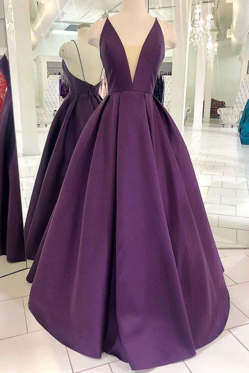 purple satin dress long