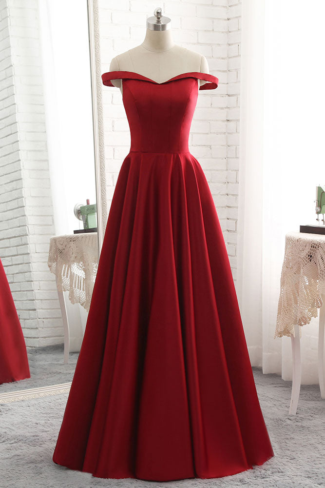 off the shoulder bridesmaid dress burgundy