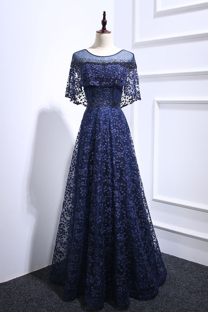 blue lace party dress