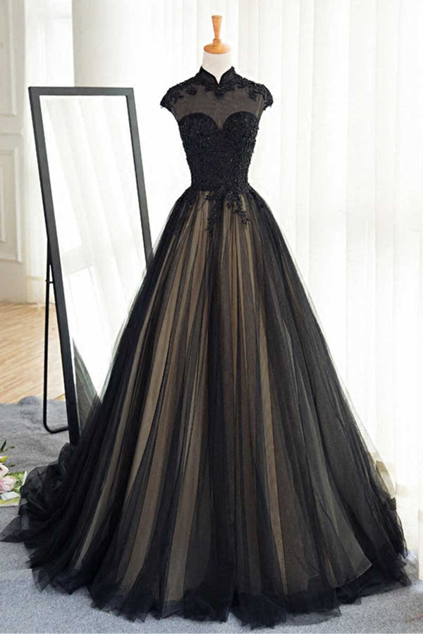 Black Tulle Lace Long Prom Dress Black Tulle Evening Dress Dresstby 