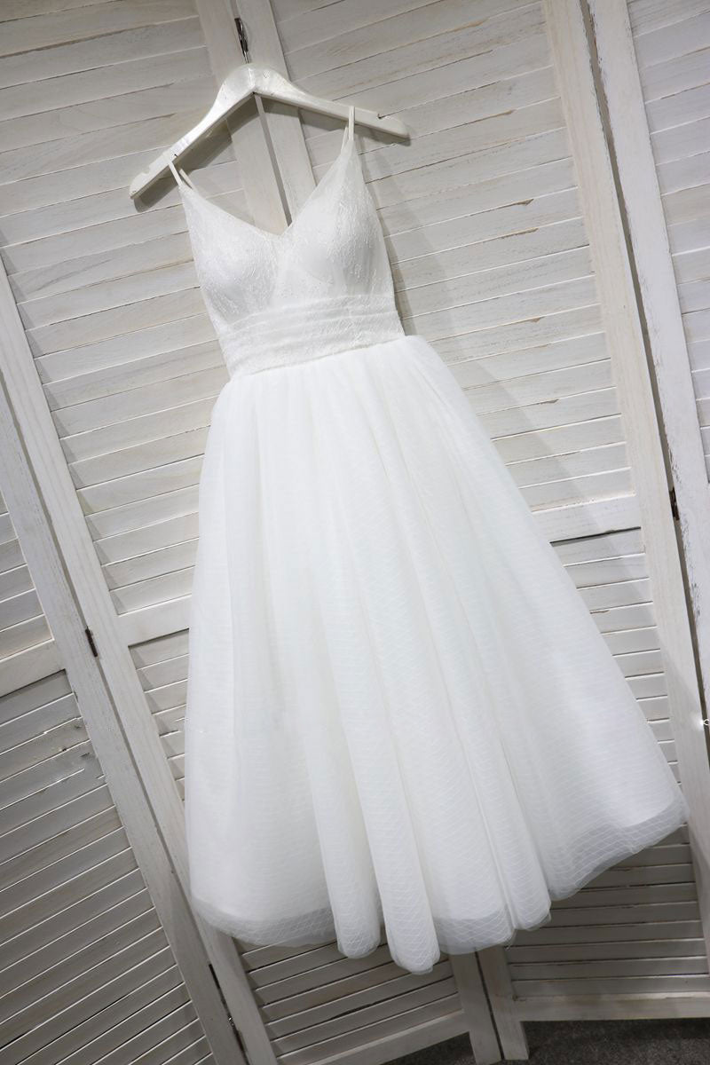 white tea length dress