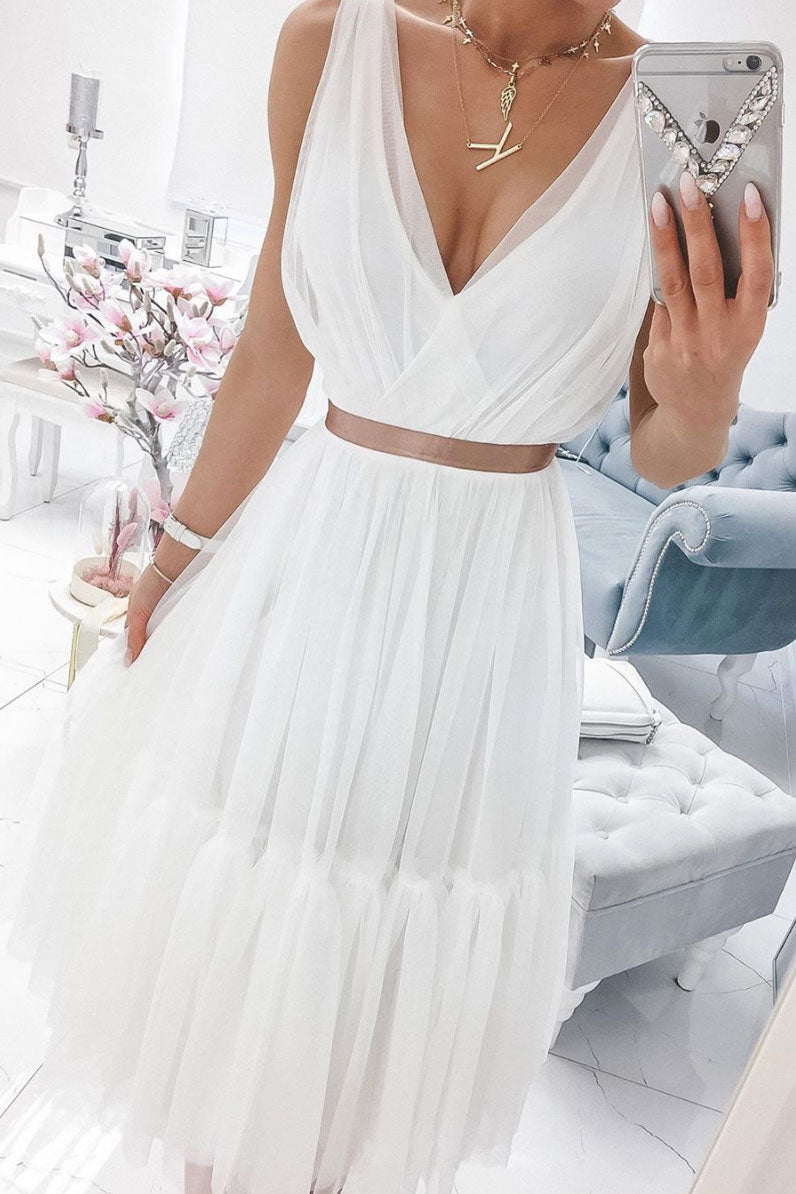 simple white formal dress