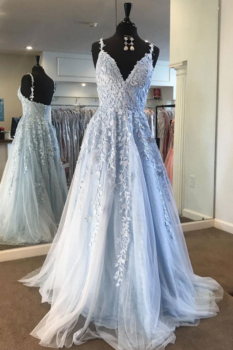 light blue lace homecoming dress