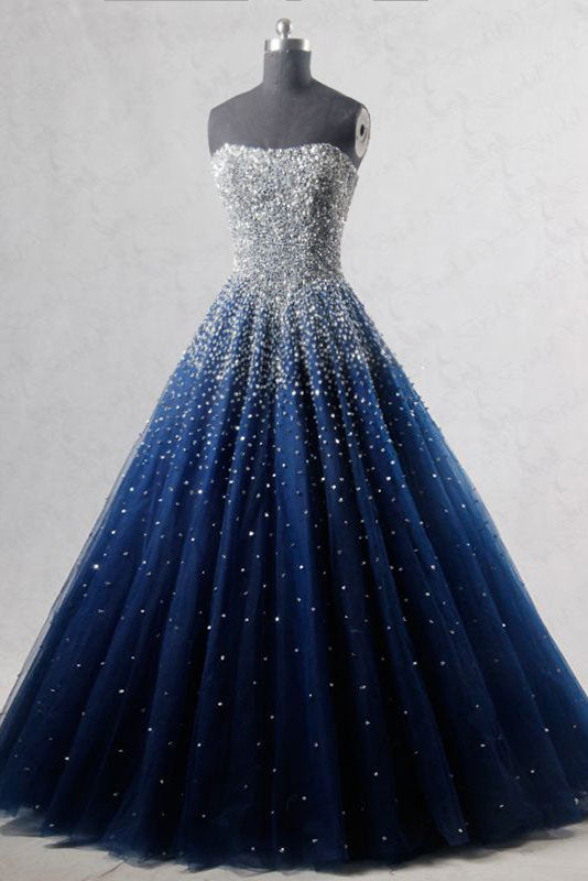 blue sparkle dress long