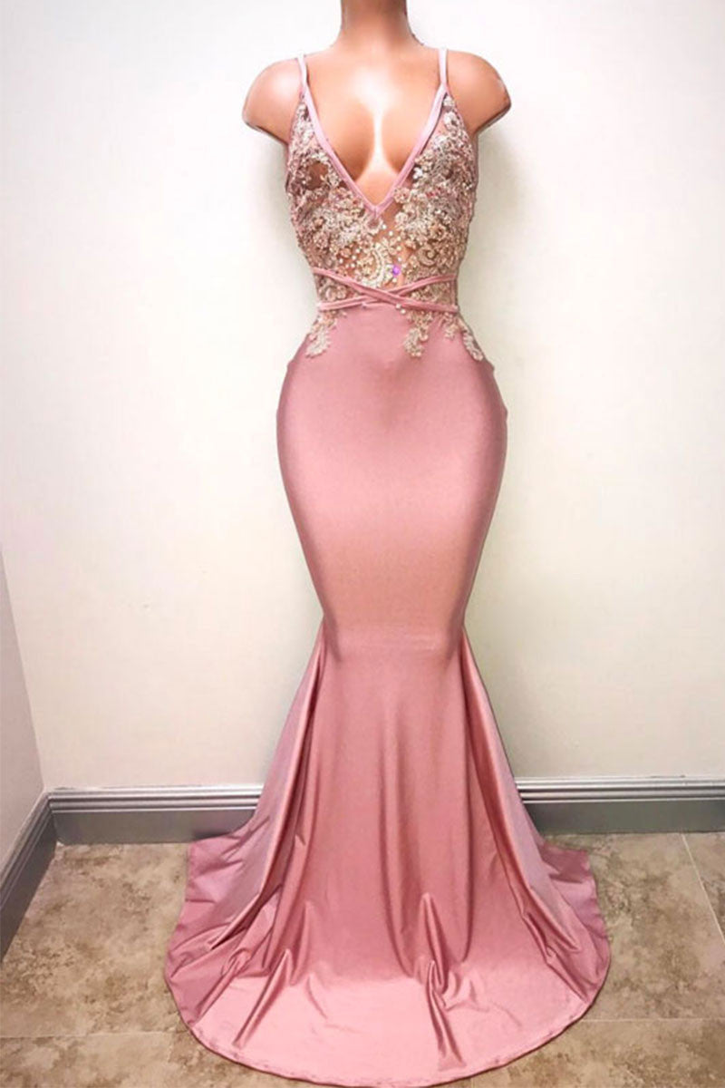 pink and black evening dress