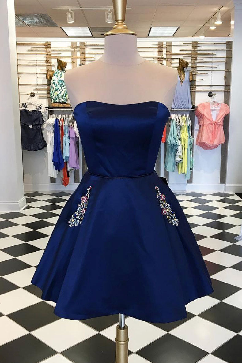 dark blue homecoming dresses