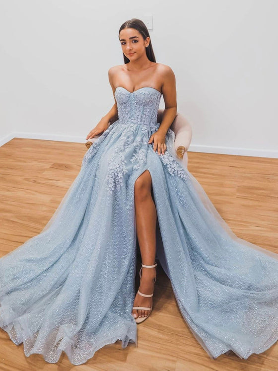 Gray Tulle Lace Long Prom Dress Gray Lace Evening Dress Dresstby