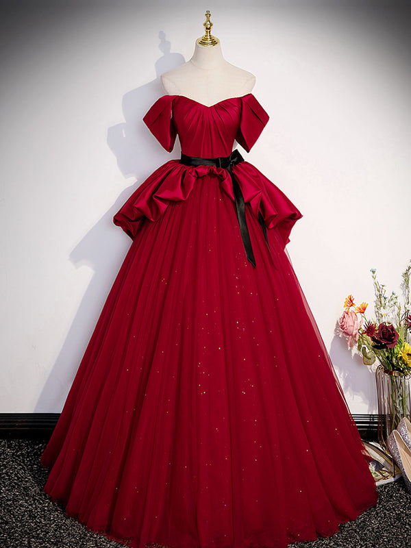 A Line Satin Burgundy Long Prom Dress Burgundy Evening Dresses Dresstby 7512