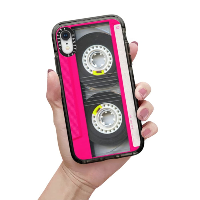 Casetify Retro Neon Pink Mixtape Cassette Impact iPhone ...