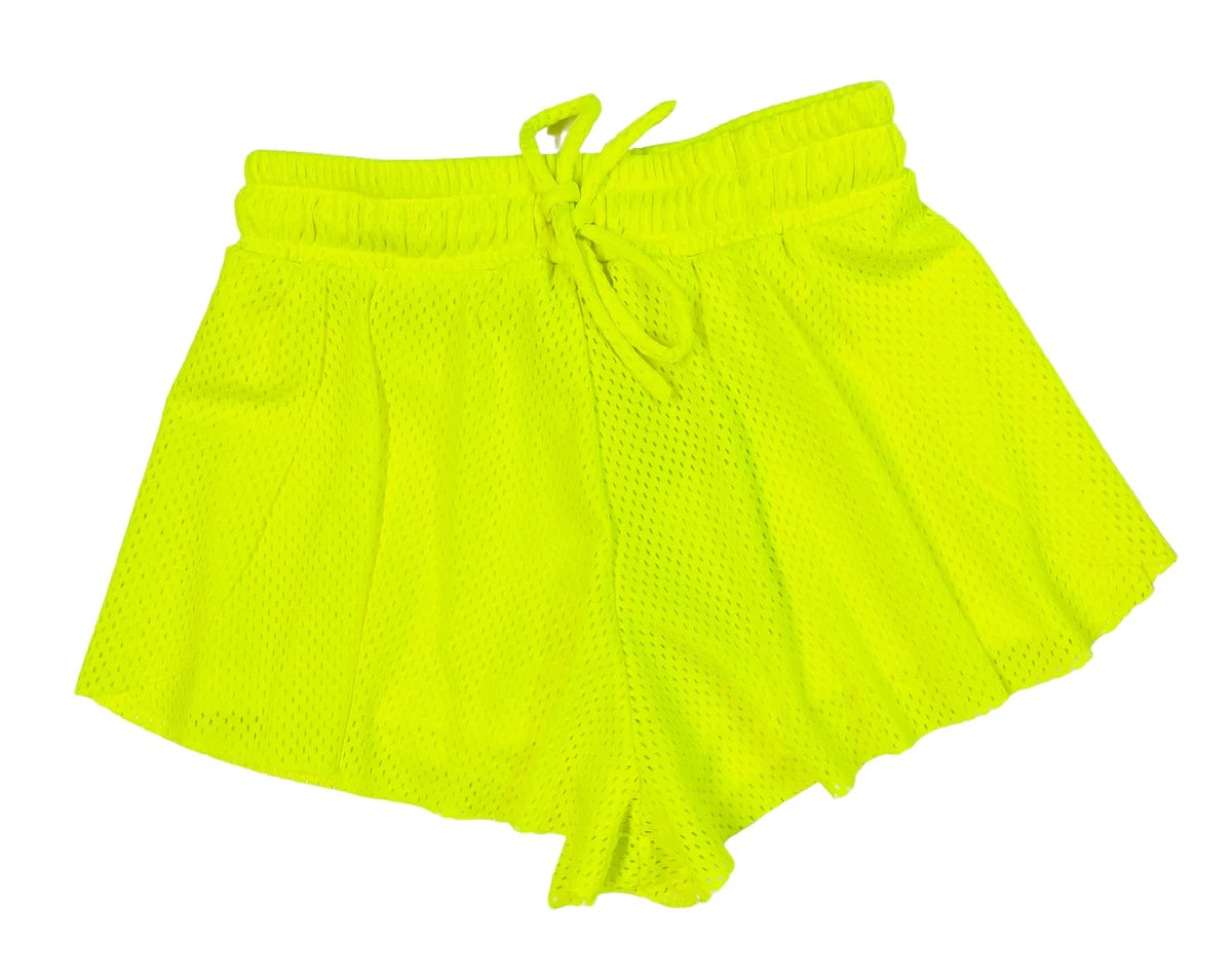 Flowers By Zoe Neon Yellow Mesh Shorts