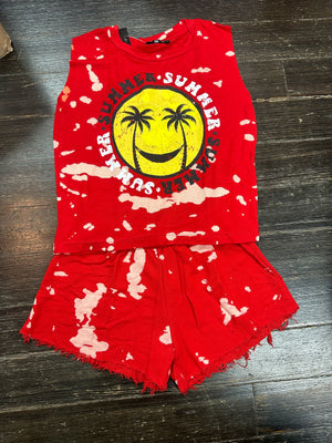 Flowers By Zoe Red Bleach Top Or Shorts - Glamour Girlz Central Highland Park