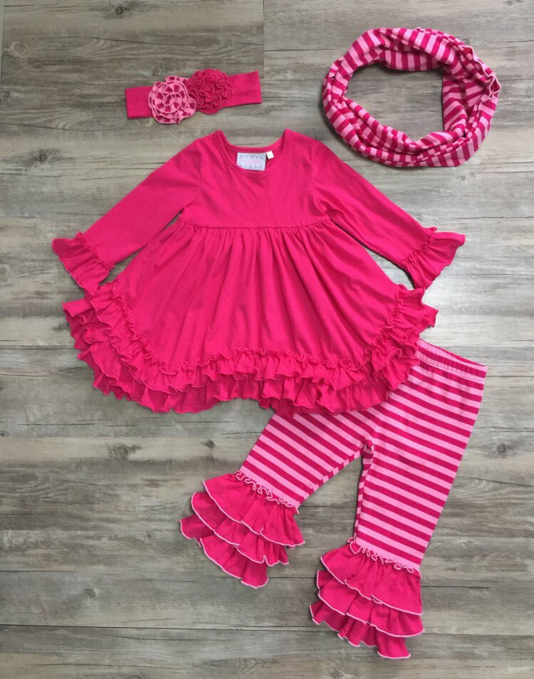 Serendipity Fuchsia Ruffle Top With Leggings | Glamour Girlz Central ...