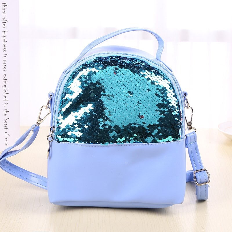 blue sequin bag