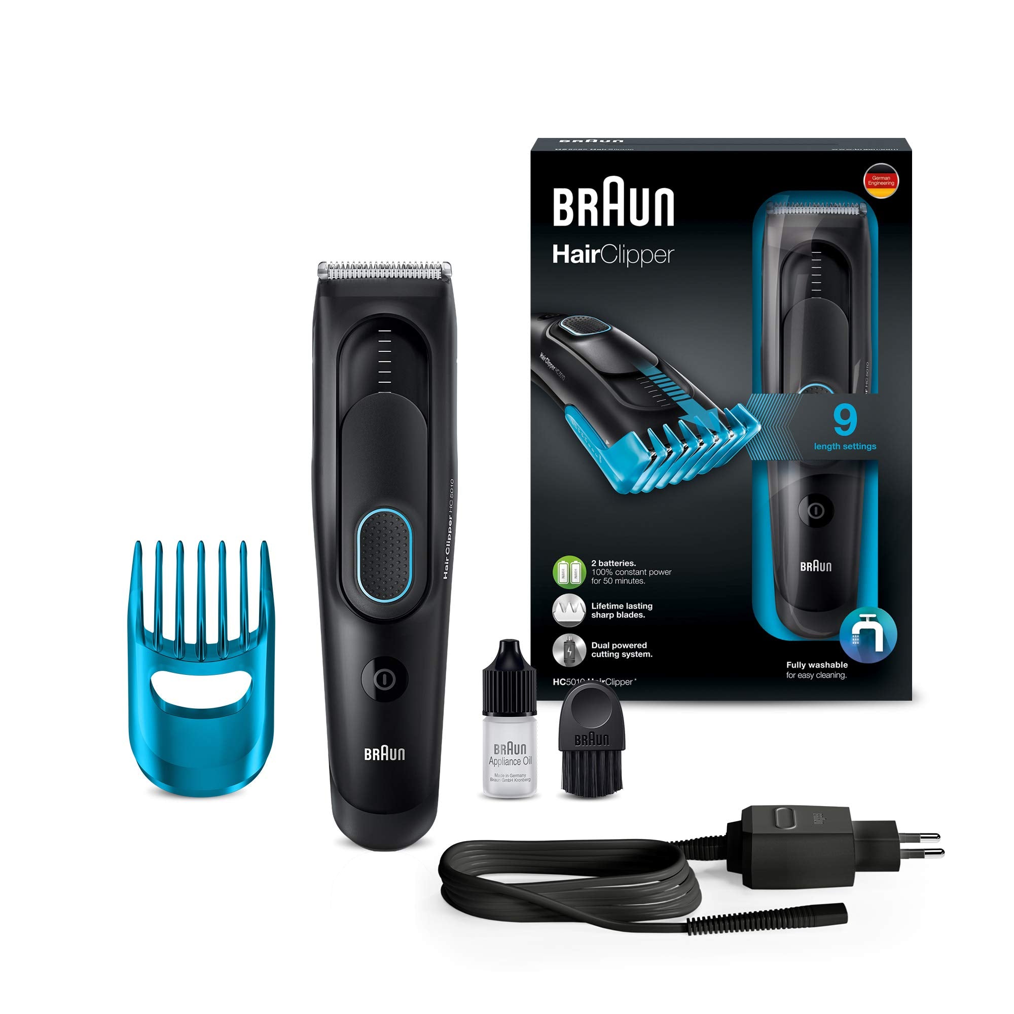 braun hc5010 hair clipper in 9 settings