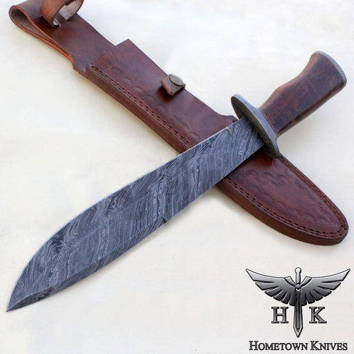 HTK-2083 Handmade Damascus Steel Hunting Bowie Knife Feather Pattern B —  HomeTown Knives