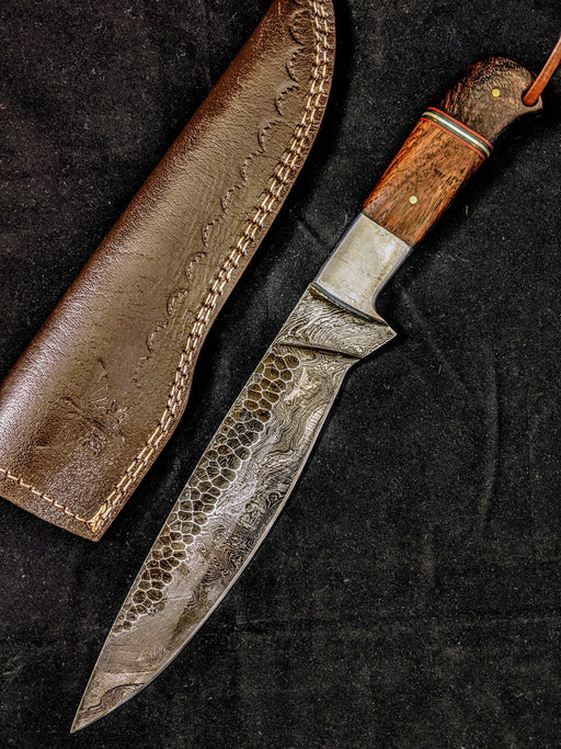 Walnut Damascus Bushcraft Knife  Yellowstone Spirit Southwestern