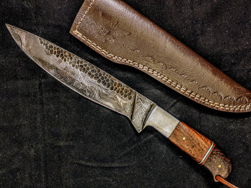 Walnut Damascus Bushcraft Knife  Yellowstone Spirit Southwestern