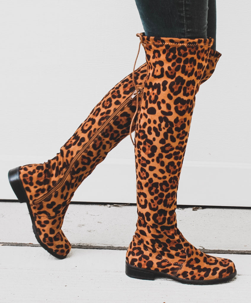 leopard over the knee boots