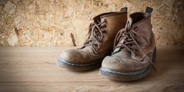 Worn out safety boots