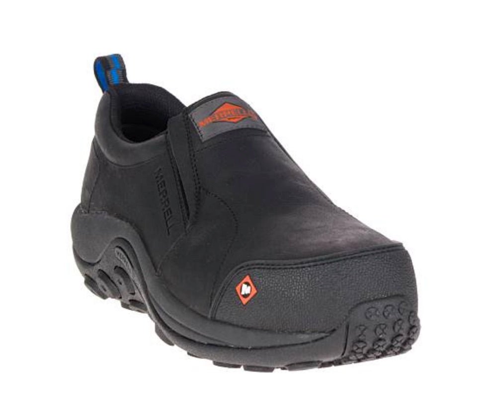 Merrell Jungle Moc Unisex Composite Toe Slip on Work Shoes - Black J00 |  Work Authority