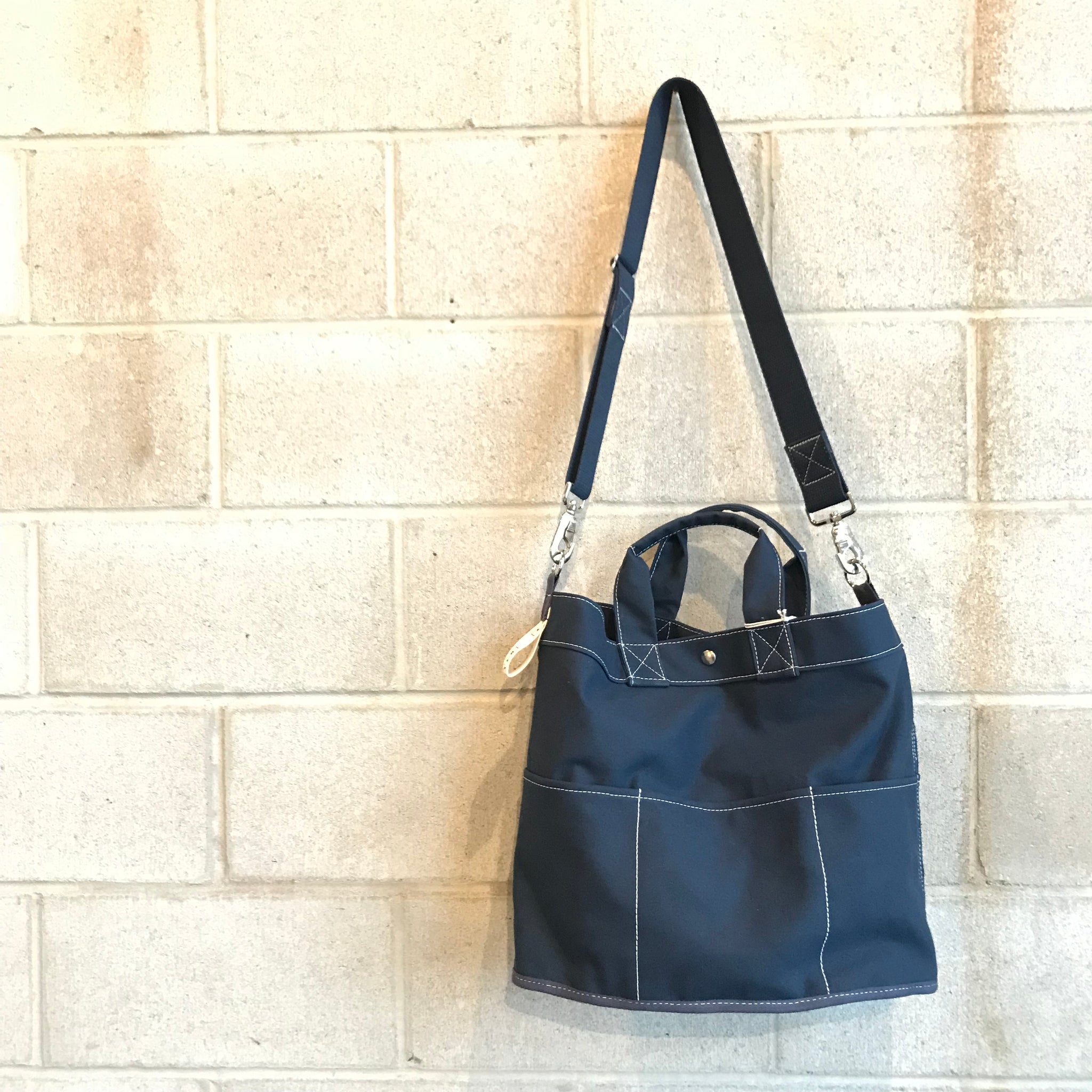 navy canvas tote bag