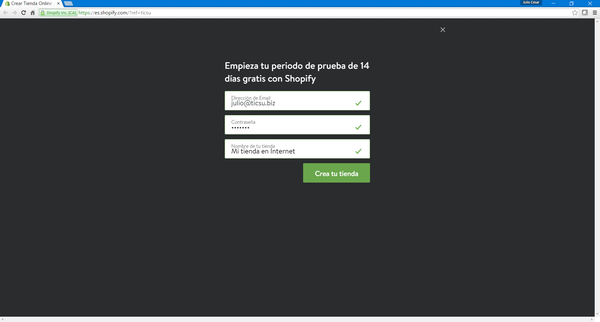 Shopify - TICSU registro tienda en linea Shopify