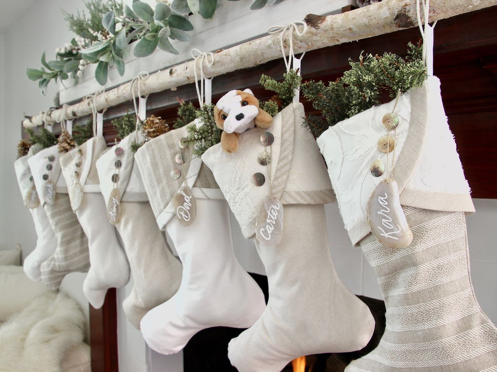 White Cottage Christmas Stockings or Modern Farmhouse Stockings - South  House Designs