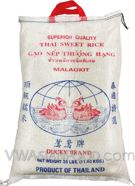 Ducky Glutinous Sweet Rice 25 Pound Bag  VW Asian Food Co 