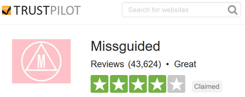 Missguided Trustpilot.com Feedback Score