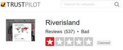 River Island Trustpilot.com Feedback Score