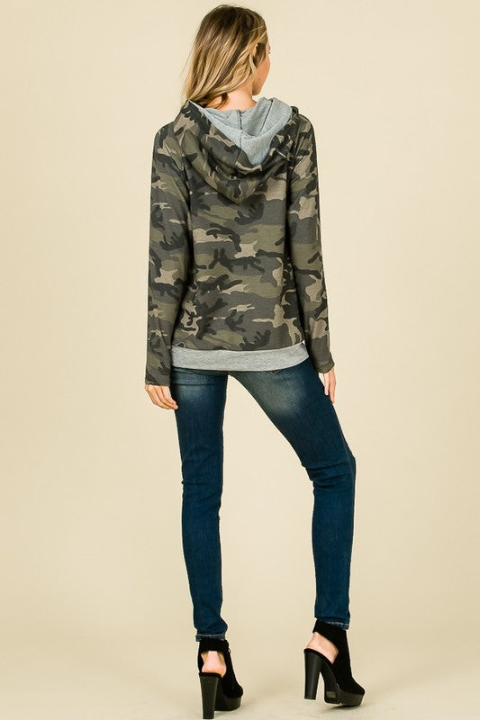 Side Zip Camo Hoodie