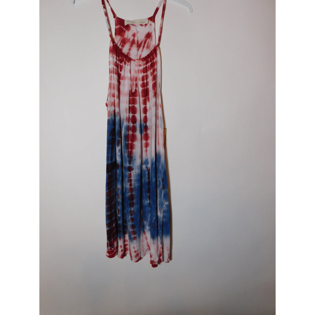 blue and white tie dye dress